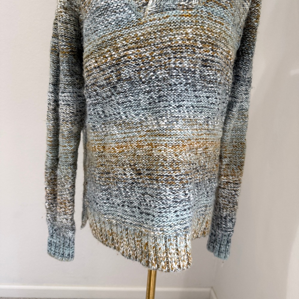 Prana Wool‎ Blend Shawl Collar Knit Sweater Blue Small Cozy Gorpcore Grandpa - Picture 3 of 10